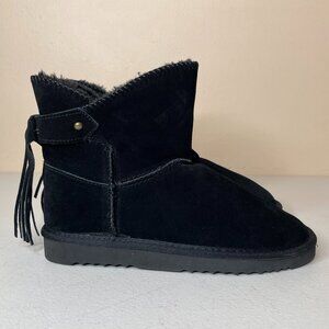 Morgan Taylor Black Leather Faux Fur Winter Booties Size 7